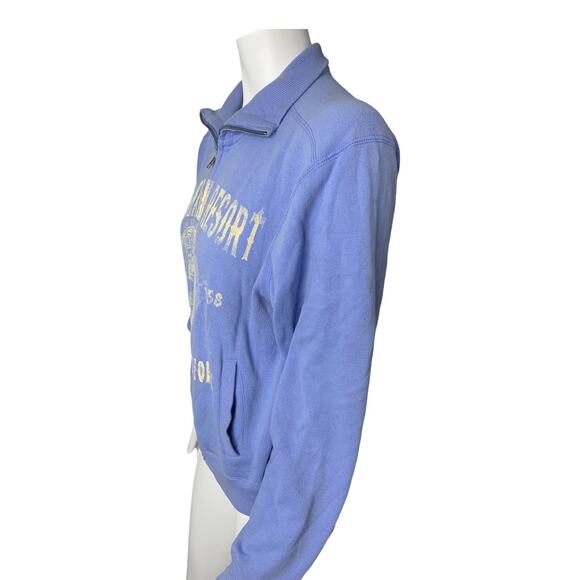 Blue 84 Catamaran Resort blue zip up sweatshirt fold over collar Small - Picture 3 of 5